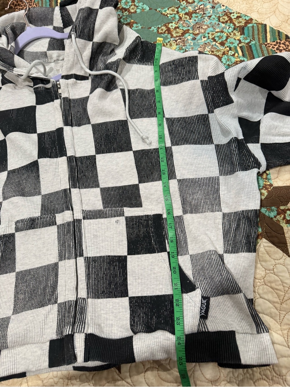VAGUE Studios checkered thermal zip-up hoodie XL - Picture 8 of 8